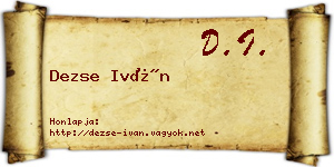 Dezse Iván névjegykártya